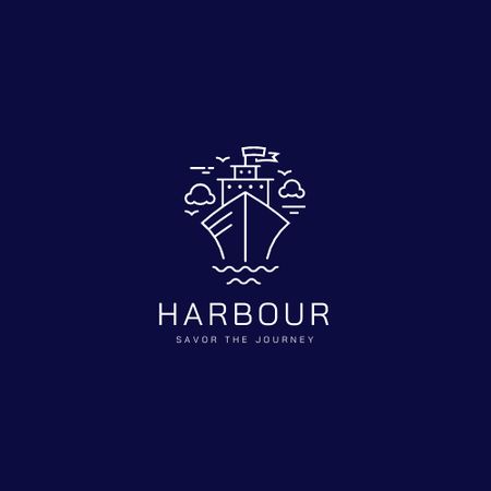 Designvorlage Travel Company Services Offer with Ship für Logo