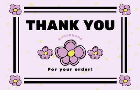 Basit Mor Çiçeklerle Teşekkür Bildirimi Thank You Card 5.5x8.5in Tasarım Şablonu