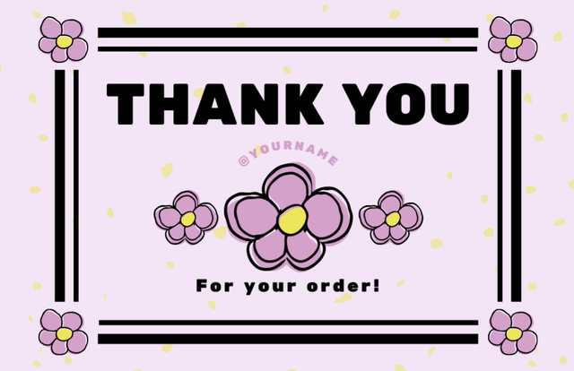Thank You Notice with Simple Purple Flowers Thank You Card 5.5x8.5in – шаблон для дизайну