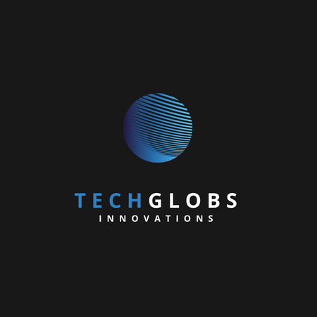 Tech Company Emblem with Blue Circle Logo Tasarım Şablonu