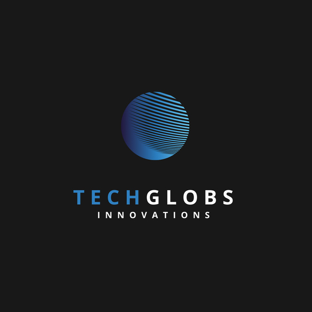 Designvorlage Tech Company Emblem with Blue Circle für Logo