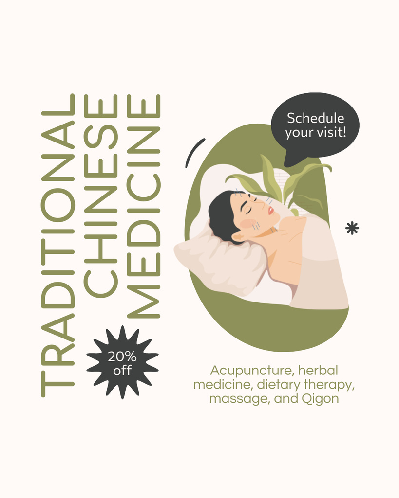 Traditional Chinese Medicine Services with Reduced Costs Instagram Post Vertical Πρότυπο σχεδίασης