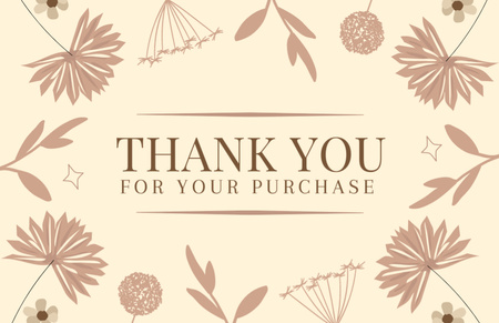 Thank You For Your Purchase Message with Field Flowers on Beige Thank You Card 5.5x8.5in Design Template