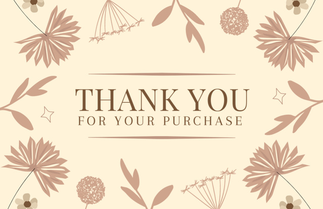 Thank You For Your Purchase Message with Field Flowers on Beige Thank You Card 5.5x8.5in Modelo de Design