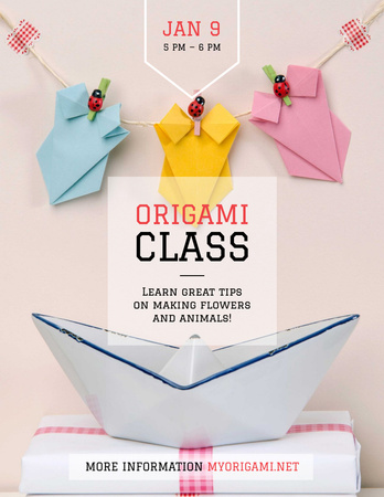 Origami Classes Invitation Paper Garland Flyer 8.5x11in Design Template