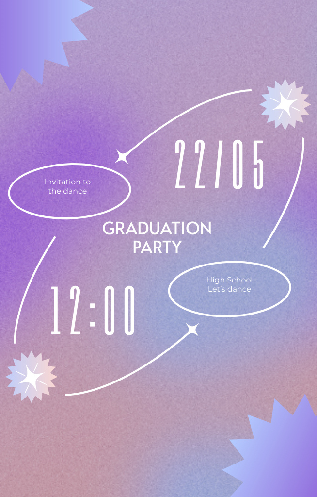 Graduation Dance Party Announcement on Purple Invitation 4.6x7.2in tervezősablon