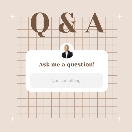 Question Box in Social Networks of Young Woman Instagram Design Template