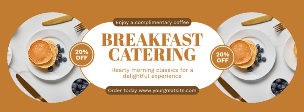 Breakfast Catering Services with Pancakes on Plate Facebook cover Design Template