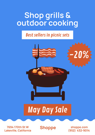 Awesome May Day Grill And Outdoor Cooking Sets With Discount Offer Poster 28x40in Design Template