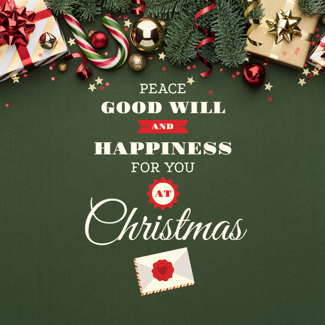 Merry Christmas Greeting with Bright Gifts Instagram Tasarım Şablonu