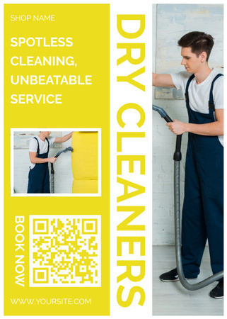 Dry Cleaning Services Offer with Vacuum Cleaner Flayer Design Template