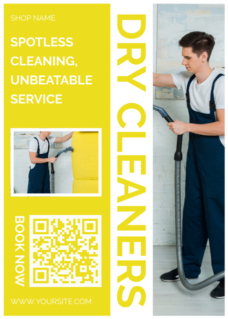 Ontwerpsjabloon van Flayer van Dry Cleaning Services Offer with Vacuum Cleaner