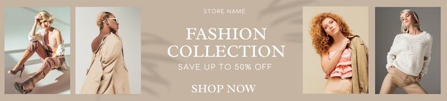 Fashion Collection Ad with Diverse Women Ebay Store Billboardデザインテンプレート