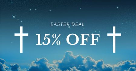Easter Offer with Crosses in Heaven Facebook AD Design Template