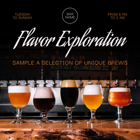 Flavorsome Beer Samples In Bar Offer Animated Post Design Template