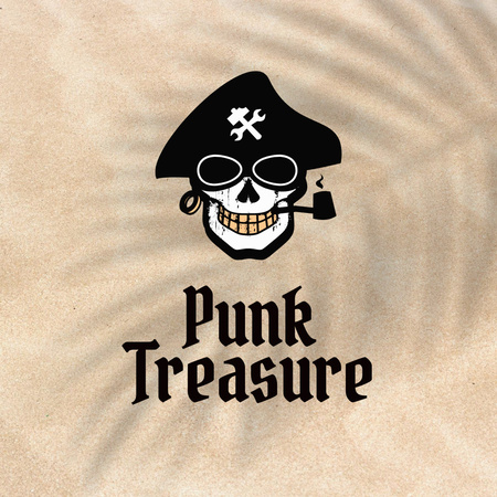 Template di design gioco annuncio con cranio di pirata Logo