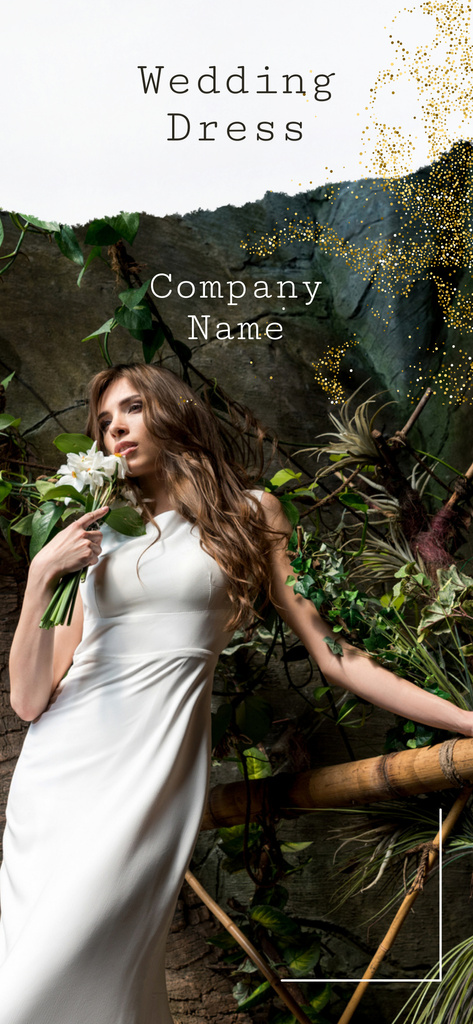 Sale of Wedding Dresses with Bride in Tropical Plants Snapchat Moment Filter Šablona návrhu