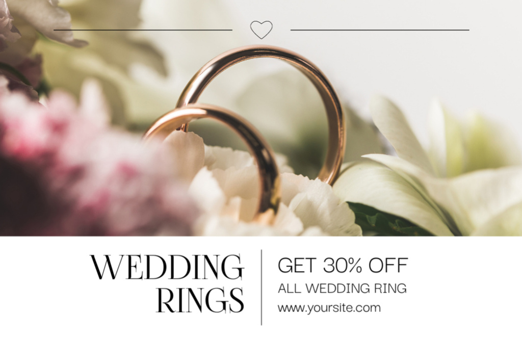 Discount on Elegant Wedding Rings Thank You Card 5.5x8.5inデザインテンプレート