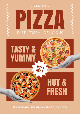 Template di design Promozione Pizza Calda e Fresca Poster
