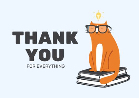 Books Sale Announcement with Cute Cat Card Design Template