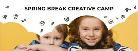 Creative Camp Ad with Cute Kids Facebook cover Design Template