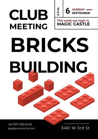 Toy Bricks Building Club Meeting Announcement Flyer A7 Modelo de Design