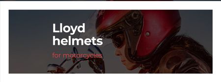 Platilla de diseño Bikers Helmets Offer with Woman on Motorcycle Facebook cover