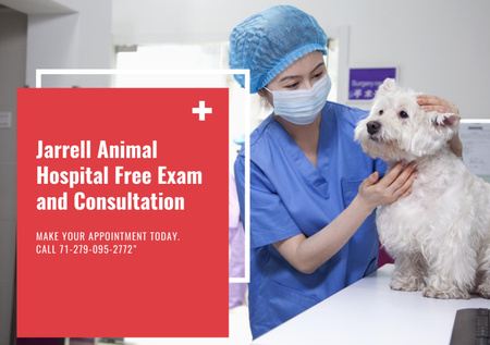 Vet Clinic Ad Doctor Holding Dog Flyer A5 Horizontal Design Template