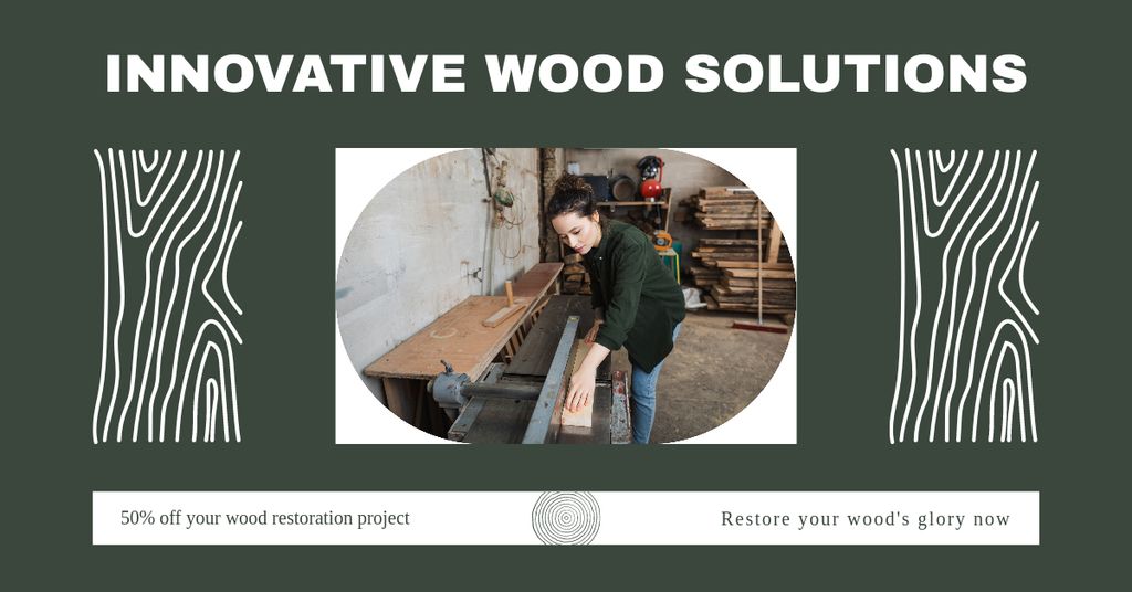 Amazing Carpentry And Wood Restoration Service At Discounted Rates Facebook AD – шаблон для дизайну