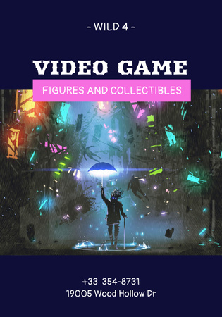 Video Game Figures Ad Poster 28x40in Πρότυπο σχεδίασης