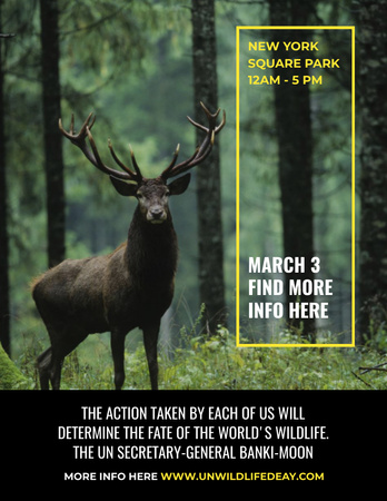 Eco Event Announcement with Wild Deer in Forest Flyer 8.5x11in Design Template