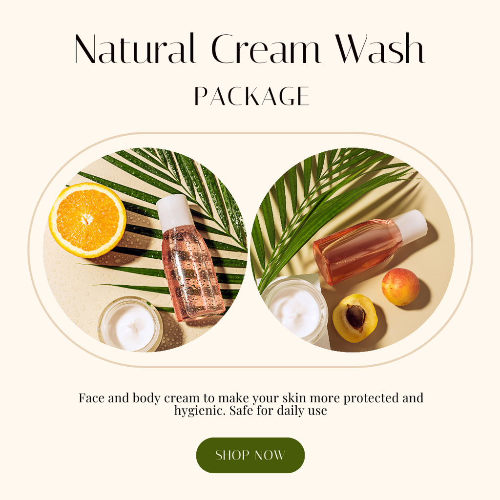 Natural Cream Face Wash Instagram Šablona návrhu