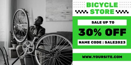 Ontwerpsjabloon van Twitter van Prijs korting in de fietsenwinkel