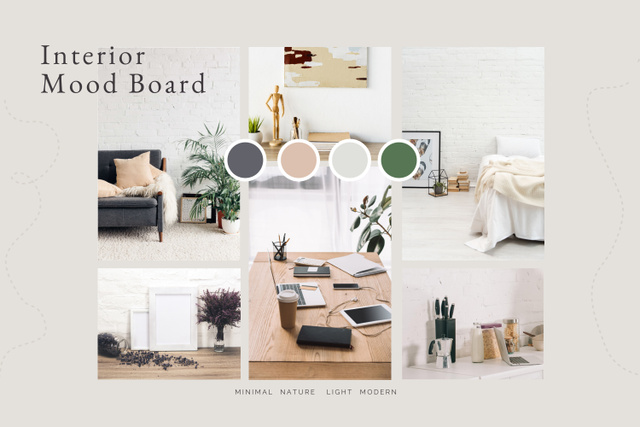 Platilla de diseño Pastel Calm and Warm Interior Designs Mood Board
