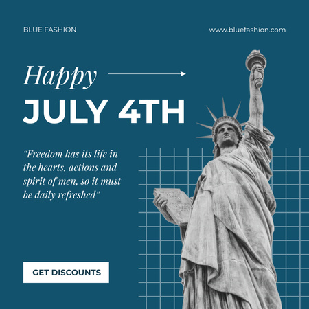 Oslava dne nezávislosti USA s hejnem svobody na tyrkysové Instagram Šablona návrhu
