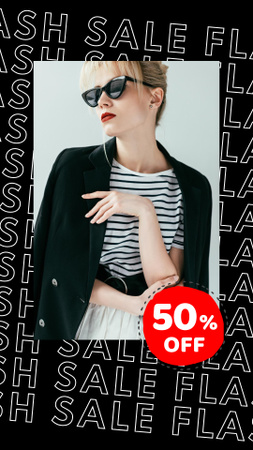 Fashion Ad with Girl in Stylish Sunglasses Instagram Story Design Template