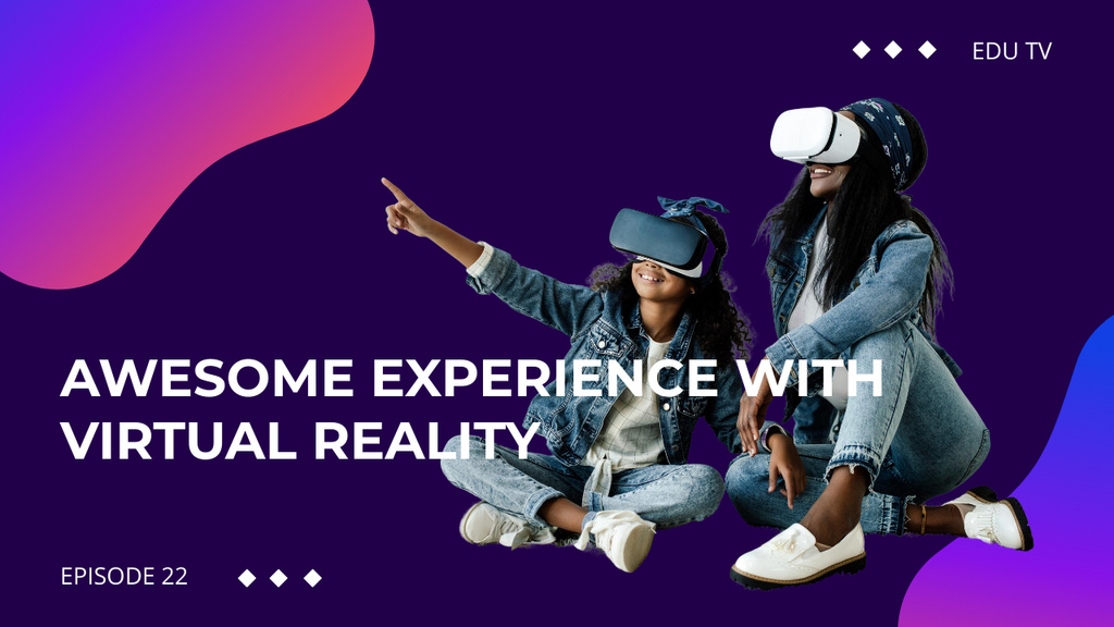 Girls in Virtual Reality Glasses Youtube Thumbnail Design Template