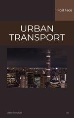Urban Transport Description With Night Cityscape