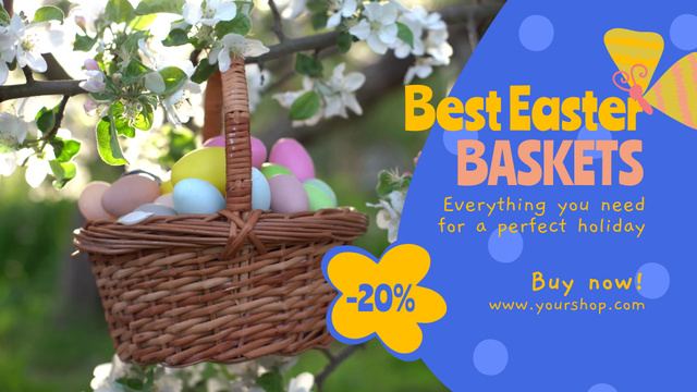 Dyed Eggs In Basket For Easter With Discount Full HD video Tasarım Şablonu