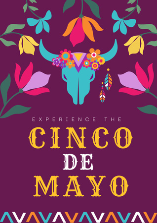 Colorful Cinco de Mayo Announcement With Florals Poster A3 – шаблон для дизайну
