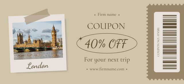 Travel Tour Ad on Beige Coupon 3.75x8.25in Design Template