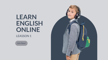 Online English Classes for Kids Youtube Thumbnail Design Template