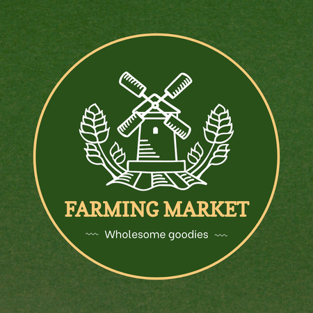 Farming Market With Wholesome Goods Offer Animated Logo Design Template