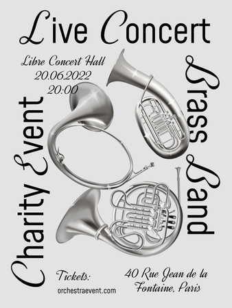 Charity Concert Event Announcement with Trumpets Poster US Design Template