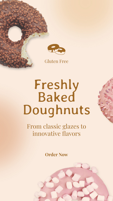 Freshly Baked Doughnuts Offer Instagram Story Modelo de Design