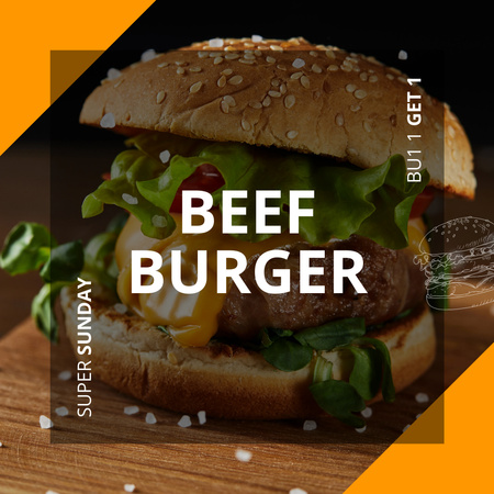 Yummy Beef Burger Promo Instagram Design Template