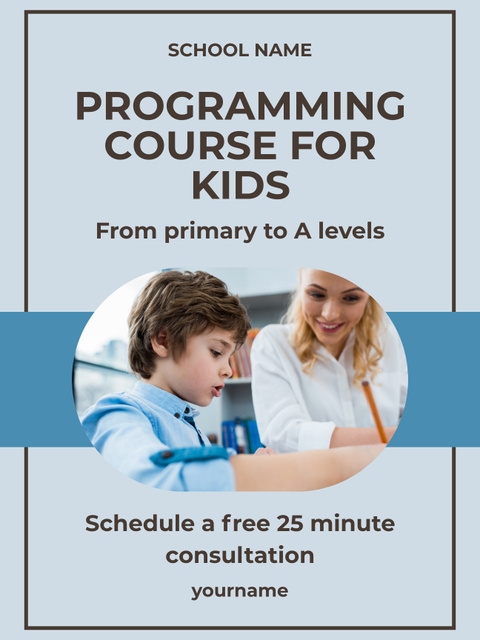 Programming Course for All Kids Poster US Πρότυπο σχεδίασης