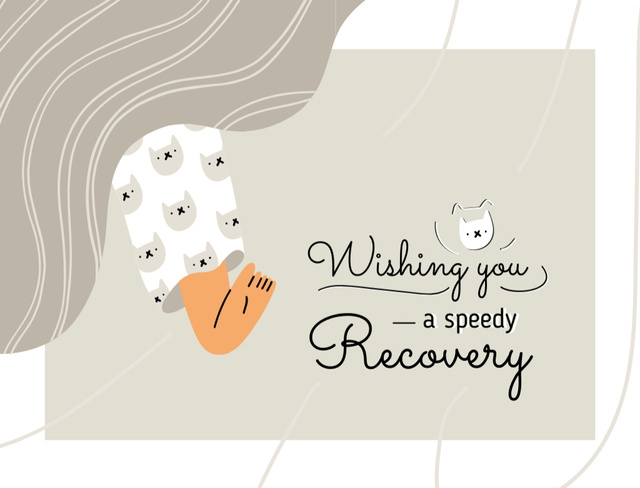 Get Well Wish With Cat Face Postcard 4.2x5.5in – шаблон для дизайну