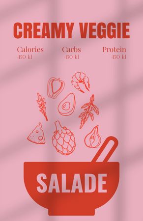 Creamy Veggie Salad Cooking Recipe Card Tasarım Şablonu