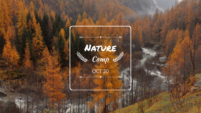 Landscape of Scenic Autumn Forest FB event cover Design Template